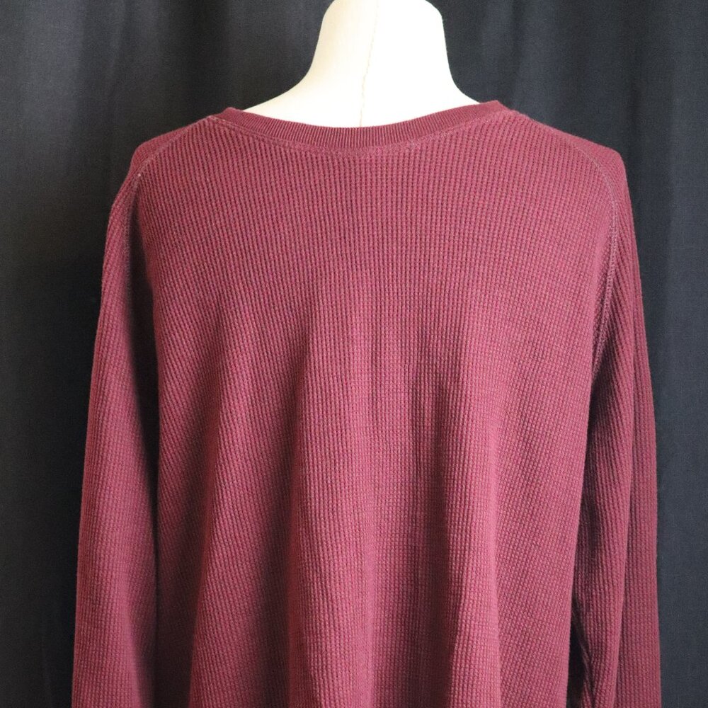 Sun + Stone Mens XXL Maroon Waffle Knit Long Sleeve Shirt Fall Layering Top
